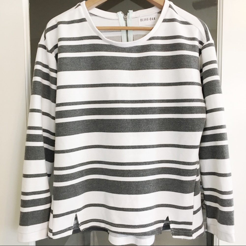 🍃Olive+Oak Striped Pullover Top Sz L